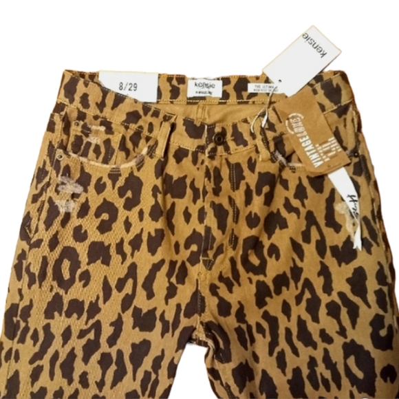 NEW Kensie womens distressed leopard print skinny ankle jeans Size 8 - Picture 6 of 6